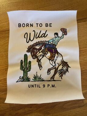 New canvas Born to be Wild hand embroidered accents
